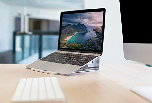 Mount-It! Vertical Laptop Stand for Desk, 2-in-1 Aluminum Laptop Holder & Angled Riser for 11–15 Inch Laptops, Space-Saving Laptop Dock for External Monitor Setup, Silver