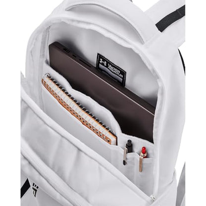 Under Armour Unisex-Adult Hustle 6.0 Backpack, (100) White/White/Black, One Size Fits Most - color: (100) White / White / Black, size: One Size