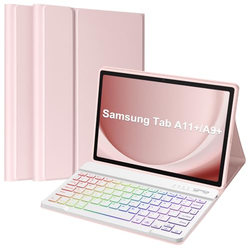 TaIYanG Backlit Case Keyboard for Samsung Galaxy Tab A11 Plus/A9 Plus 11inch (2025/2023)-Slim Lightweight Stand Cover with Magnetic Detachable Wireless Bluetooth Keyboard for Tablet A11+ A9+, Pink - color: Pink