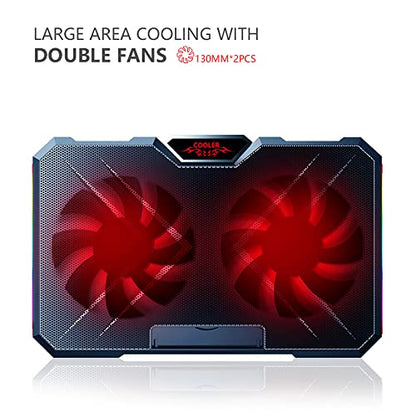 axGear Laptop Cooling Pad for 11-17 Notebook Laptop Cooler RGB LED Light Quiet Fan