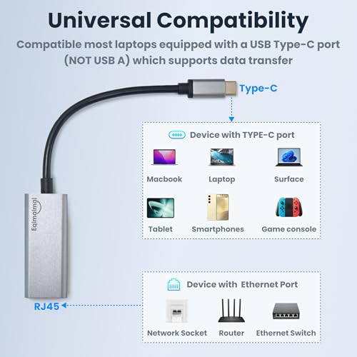 USB C to ethernet Adapter,Ethernet to USB c,TypeC to RJ45 Ethernet Adapter 1Gbps Gigabit Ethernet Compatibility for Mac,MacBook Pro/Air,Dell XPS,Chromebook,Surface - style: TYPEC TO RJ45