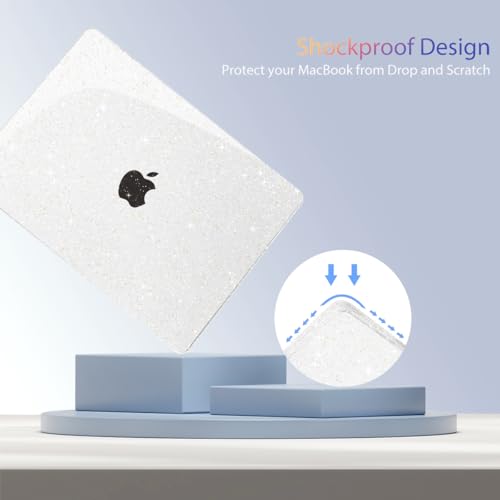 Teryeefi for MacBook Air 13.6 inch Case with M2 M3 M4 M5 Chip 2022-2025 2026 Release A3449/A3240/A3113/A2681, Glitter Protective Hard Shell & Keyboard Cover & USB 3 Adapter, Sparkly Clear - color: Sparkly Transparent