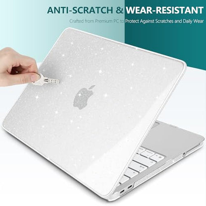 Batianda StarryMist Case for MacBook Neo 13 Inch 2026, Starry Clear | 4-in-1 Bundle Subtle Glitter Mist Finish, Slim Lightweight Shell, Everyday Protection for MacBook Neo 13 Inch Model A3404 - color: Glitter‌ Clear