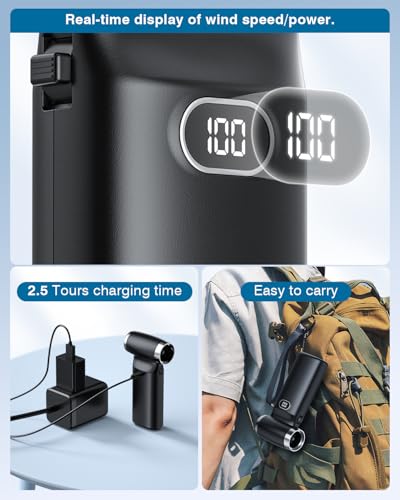Compressed Air Duster Electric Blower Cordless Canned Air Substitute | 90000RPM 60 MPH High Wind Speed 6000mAh Battery Powerful Cleaner for Computer, Car, Home, etc.