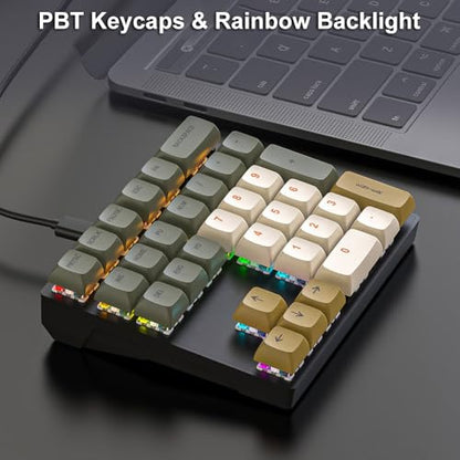 Mechanical Numpad Rainbow Backlit Clicky Blue Switches Wired USB Number Pad 33-Key NKRO Numeric Keypad with XDA PBT Keycaps External Keyboard Num Pad for Laptop, Mac - Brown Grey - color: Brown Grey - Blue Switch