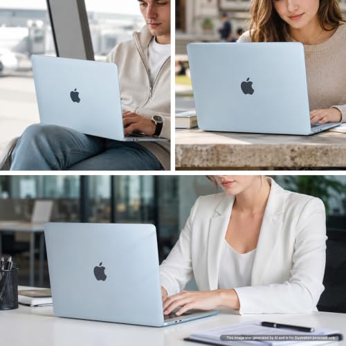 MOSISO Compatible with MacBook Air 13 inch Case M5 2026 M4 M3 M2 2025-2022 | A3449 A3240 A3113 A2681, Hard Shell&Keyboard Cover&Screen Film&Pouch for MacBook Air 13.6 inch Case, Crystal Sky Blue - color: Crystal Sky Blue