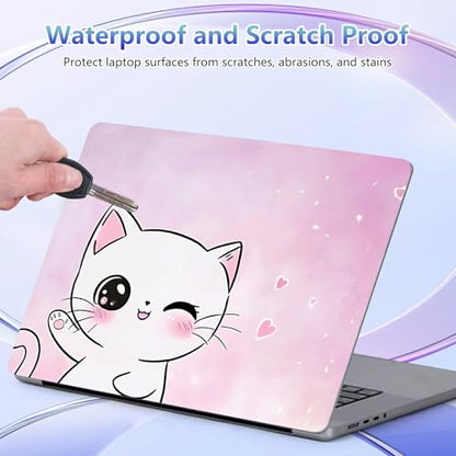 Laptop Skin Sticker Decal Cover,Cute Pink Cat | DIGTIALL Universal Laptop Skin Sticker, Waterproof Removable Notebook Decal Protector Cover for 12 13 14 15 Inch Laptops - color: Cute Pink Cat