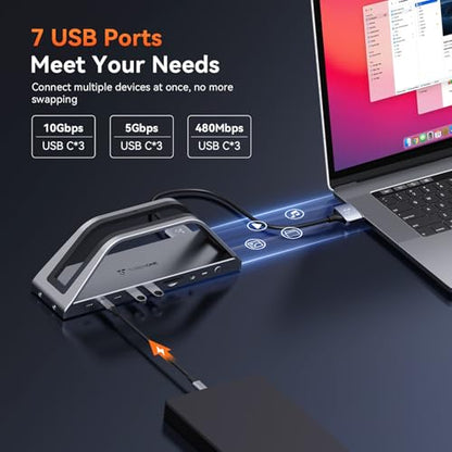 TobenONE MacBook Pro Docking Station Dual 4K Monitor, 150W Charger, 7 USB | Plug and Play, Laptop Docking Station Stand for MacBook M1-M5 Pro/Max, 10Gbps/PD 30W, 2.5G Ethernet, for Home, Office, Studio