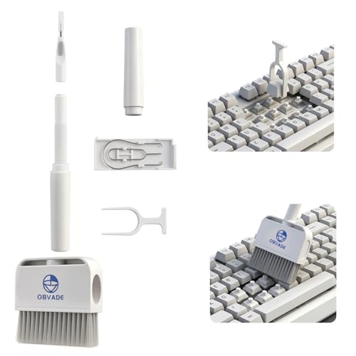 Keyboard Cleaner & Laptop Cleaning Kit - 9-in-1 Electronics Cleaning Brush Set with Keycap Puller, Screen Cleaner, Earbud Cleaner Pen for Computer, PC Monitor, MacBook, Phone, Airpods (White) - color: White