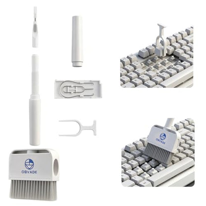 Keyboard Cleaner & Laptop Cleaning Kit - 9-in-1 Electronics Cleaning Brush Set with Keycap Puller, Screen Cleaner, Earbud Cleaner Pen for Computer, PC Monitor, MacBook, Phone, Airpods (White) - color: White