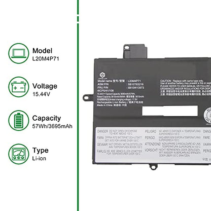 L20M4P71 SB10T83216 5B10W13973 Laptop Battery Replacement for Lenovo ThinkPad X1 Carbon 9th 10th 11th Gen X1 Yoga 6th 7th 8th Gen Series L20C4P71 SB10T83217 L20D4P71 L20L4P71 15.44V 57Wh - size: 13.5*5.3*1.3inch L20M4P71