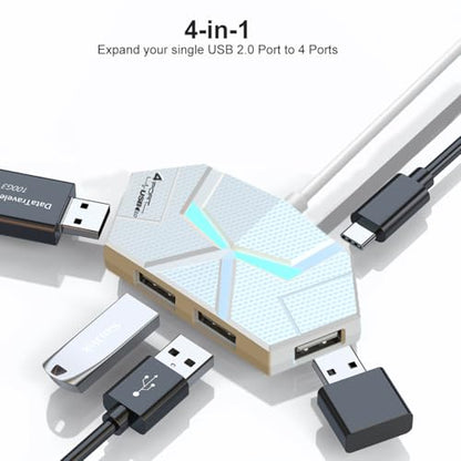 USB Hub 2.0, 4-Port USB Hub,USB Extender with Extra Power Port for Laptop, PC, Xbox, Gamepad,Flash Drive, HDD, Console, Printer, Camera,Keyborad, Mouse,USB Fan (4-Port USB A 2.0) - style: 4-port USB A 2.0