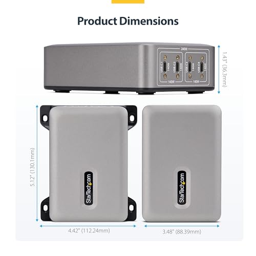 StarTech 4-Port 240W GaN USB-C Charging Station, iPhone 16/15/Pro, iPad Pro | 240W GaN Charger Block for MacBook Pro/Air, Dell XPS, Pixel and more, 424DNA-USB-C-CHARGER