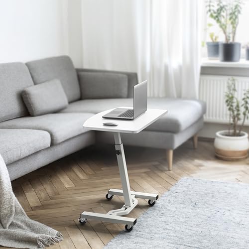 SHW Mobile Height Adjustable Laptop Rolling Cart with Height Adjustment from 28" to 33", White - color: White