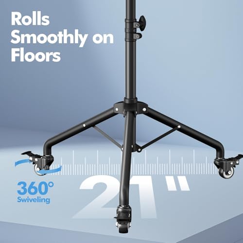 Projector Stand Tripod Laptop Tripod on Wheels with 2 Shelves | 26 to 49 Inch Adjustable Height, Portable Podium Stand with Gooseneck Phone Holder for Office, School, Home, DJ Racks