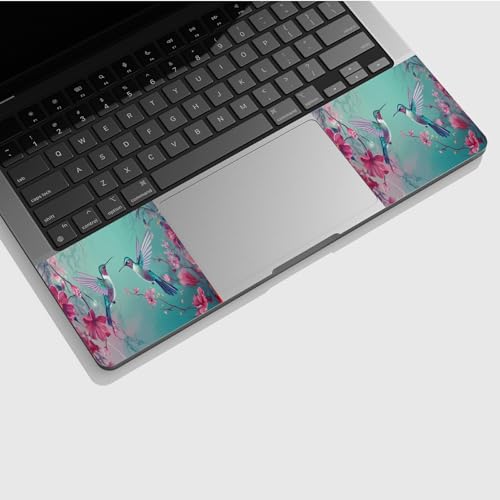 Universal Laptop Skin Sticker with 2 Wrist Pad Skins, Waterproof Scratch Resistant Vinyl Laptop Cover Decal, Cut to Fit for 11–15.6 Inch MacBook HP Dell Lenovo, Hummingbirds Pink Flowers - color: Hummingbirds Pink Flowers
