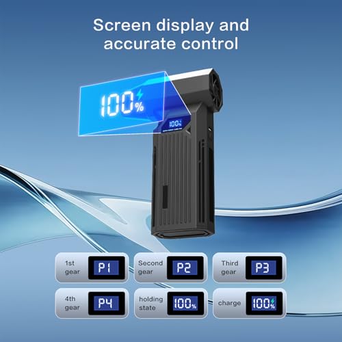 Compressed Air Duster-150000RPM Super Power Electric Air Duster, 3-Speed Adjustable Rechargeable Cordless Air Blower with Fast Charging for PC Keyboard Cleaning, Car, Home,Outdoor，5 Nozzle