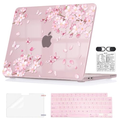 Cherry Blossom Pink Case for 2026 MacBook Neo 13 Inch A18 Pro A3404 | Flying Flowers & Butterflies Blush Hard Shell. 5-in-1 Set. Perfect for Students & Office. Fits A3404 Only. Not for Air/Pro 13 - color: Cherry Blossom