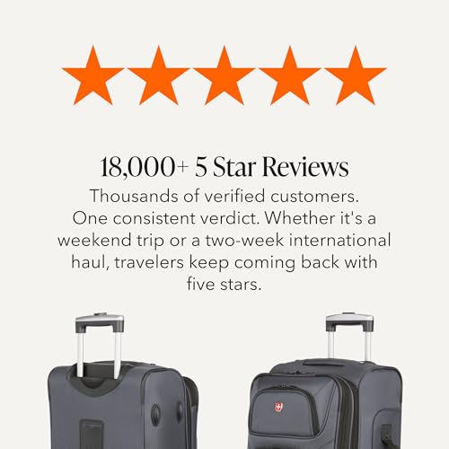 SWISSGEAR Sion Carry-On Spinner Luggage, Softside Expandable, Lightweight Suitcase, Dark Grey, 22.75-Inch - color: Dark Grey, size: Carry-On