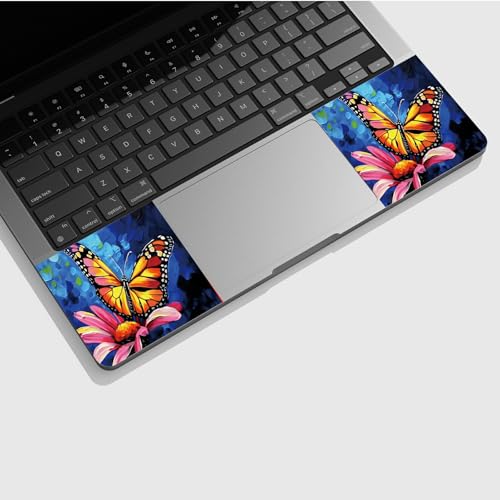 Universal Laptop Skin Sticker with 2 Wrist Pad Skins, Waterproof Scratch Resistant Vinyl Laptop Cover Decal, Cut to Fit for 11–15.6 Inch MacBook HP Dell Lenovo, Butterfly Flower - color: Butterfly Flower