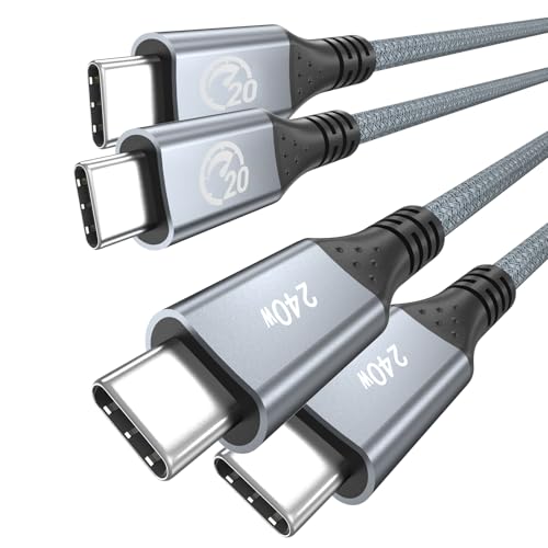 UseBean USB C Cable 15 ft 2Pack, 240W USB C to USB C 3.2 Gen 2 Cable, Type C Charger Cord, 20Gbps 4K Video for Thunderbolt 3/4 MacBook Pro Air, iPhone 16/15 Pro Max, Galaxy S24/S23, iPad mini - color: Grey, size: 15FT