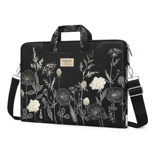 MOSISO Laptop Bag for Women 15.6 inch, 15-16 inch Computer Bag Compatible with MacBook Air 15 inch/Pro 16 inch, HP Dell Lenovo Asus Notebook, Laptop Messenger Shoulder Sleeve with Strap, Retro Flower - size: 15.6 inch