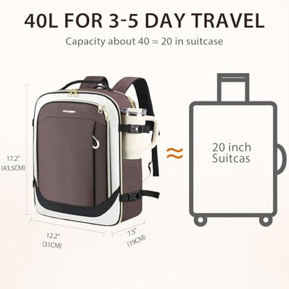 KROSER Laptop Backpack Computer Backpack 17 Inch Men-Beige/Coffee/Black | 40L Large Laptop Water-Repellent Travel Backpack Casual Daypack for Business/College/Women - color: Beige/Coffee/Black