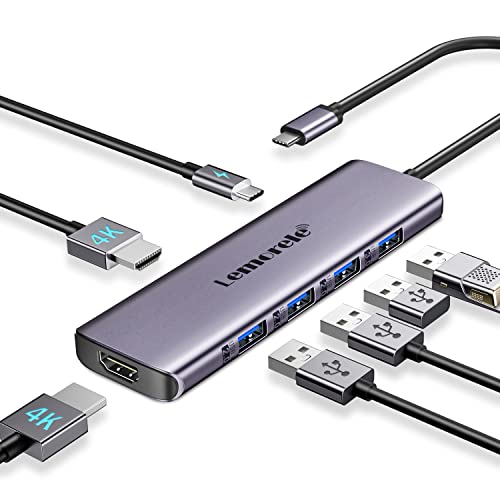 Lemorele USB C Docking Station for Laptop, 7 in 1 USB C Hub with 4K Dual HDMI, USB 3.0, 3*USB 2.0, 100W PD Suitable for MacBook Pro, Dell, HP, Surface, Lenovo Yoga