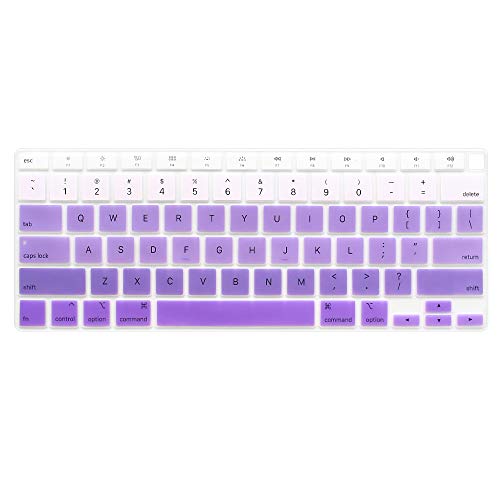 ProElife Keyboard Cover for MacBook Air 13-Inch with Touch ID A2337 M1 | Ombre Purple, U.S. Layout, Non-interference Design for ID Key, Dust-Proof, Silicone Protective Skin, Washable & Reusable - color: Ombre Purple