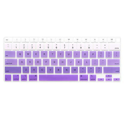 ProElife Keyboard Cover for MacBook Air 13-Inch with Touch ID A2337 M1 | Ombre Purple, U.S. Layout, Non-interference Design for ID Key, Dust-Proof, Silicone Protective Skin, Washable & Reusable - color: Ombre Purple