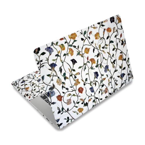 PLIGREAT 15 Inch Laptop Skin Sticker Decal, Vines Flower Laptop Sticker Decals Fits 12" to 15" Laptops Cutable Universal Waterproof Removable Notebook Art Protector, White Green - color: White Green