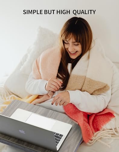 ZEAPTAC Portable Lap Laptop Desk with Pillow Cushion, Fits up to 15.6 inch Laptop, Lap Stand for Bed & Couch & Carpet, Book Tablet/Drawing Board/Computer Laptop Stand - Black Wood - color: Black Wood