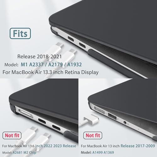May Chen Compatible with New MacBook Air 13 inch Case 2021 2020 2019 2018 Release, Plastic Hard Shell with Keyboard Case for MacBook Air 13 inch with Retina Dispaly Fits Touch ID, Bllack - color: Black