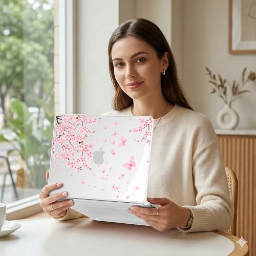 MEEgoodo Printed Case for New MacBook Neo 13 inch 2026 Release(Fit Model A3404), Laptop Hard Shell Cases with Keyboard Skin & Screen Protector & Webcam Covers, Cherry Blossoms - color: Cherry Blossoms