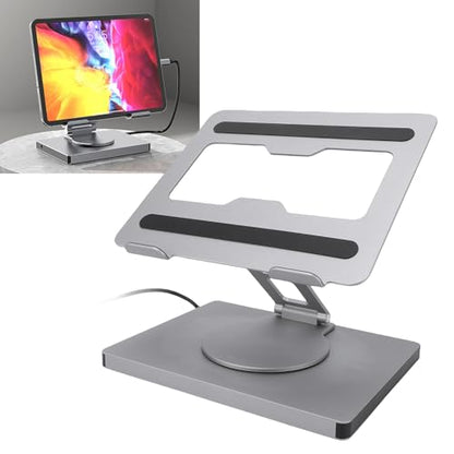 LICAEVEY Laptop Docking Station, 10 in 1 USB C Hub with 100W PD Charging 4K Gigabit Ethernet, Foldable Stand for 16 Inch Laptops