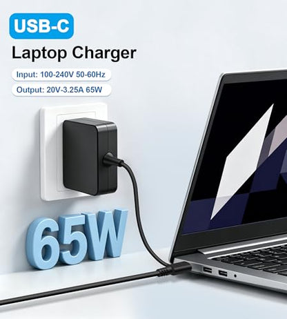 65W USB C Charger Compatible with Lenovo ASUS Laptop Computer Charger | Compatible with Asus ZenBook/Chromebook, HP Spectre, Lenovo Thinkpad/Yoga, Acer Chromebook, Huawei Matebook Universal Charger