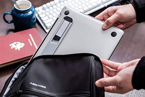 Portable Laptop Riser–Self-Adhesive Aluminum Foldable Laptop Stand | Laptop accessories for desk non skid non slid - color: Silver