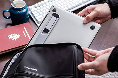 Portable Laptop Riser–Self-Adhesive Aluminum Foldable Laptop Stand | Laptop accessories for desk non skid non slid - color: Silver