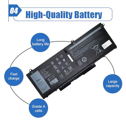 58Wh 07KRV Laptop Battery Replace for Dell Latitude 5430 5530 Precision 3570 P104F P104F005 P104F006 P137G P137G004 P137G005 P137G006 Series Laptop O7KRV 4FVJG Y86WG 8WRCR 078FWY H4PVC 15.2V - size: 9.73*3.74*0.19 inch 07KRV