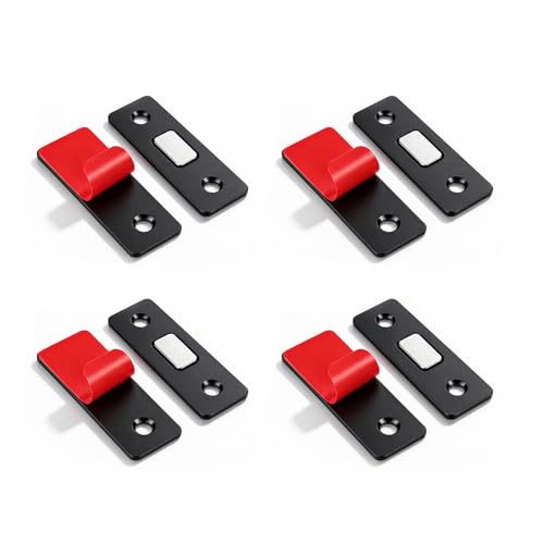 Cabinet Door Catch -4 Pack Ultra Thin Cabinet Door Magnetic Catch,Cabinet Magnets,Adhesive Drawer Latch,Cabinet Magnetic Catch,Strong Hold for Drawer Closet Door Magnetic Door Catch Closer-Black - color: Black, size: 4 Pack