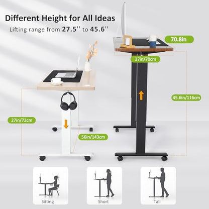 farexon Electric Standing Desk Adjustable Height, 71 x 28 Inch Sit Stand up Desk with Large Mouse Pad, Double Metal Hook,4 Wheels,4 Memory Preset Heights Home Office Computer Desk,Black - color: Black, size: 71 x 28''