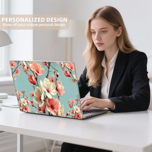 Universal Laptop Skin Sticker for 12/13/14/15.6 Inch Laptops, Reusable Vinyl Laptop Decal Cover, Waterproof Scratch Resistant Notebook Skin with 2 Wrist Pads,Delicate Cherry Blossoms - color: Delicate Cherry Blossoms