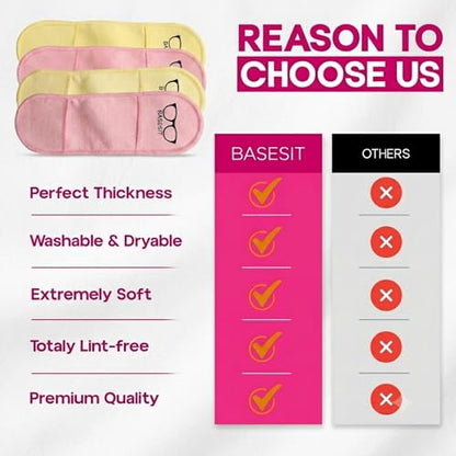 Finger Grip Eyeglass Cleaner (4 Pack) – Premium Microfiber Glasses Cleaning Cloth for Eyeglasses, Sunglasses, Phone Screens & Camera Lens (Pink/Yellow) - color: Pink/Yellow