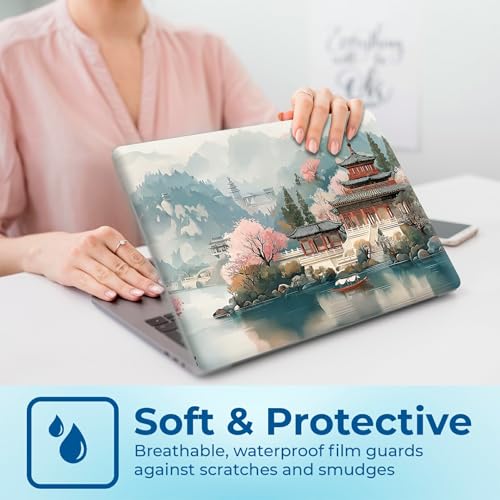 Reusable Universal Laptop Skin Sticker, Cut to Fit for 11.6–15.6 Inch Laptops, Waterproof Protective Film, No-Residue - Oriental Landscape - color: Oriental Landscape