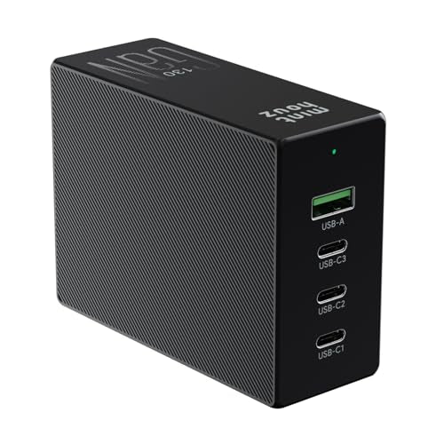Minthouz 130W USB C Wall Charger with Cable, 4-Port GaN II Fast Charging Power Block (3 USB-C + 1 USB-A), Foldable Plug, Compatible with MacBook Pro/Air, iPad, iPhone 17/16/15, Galaxy S25, Steam Deck