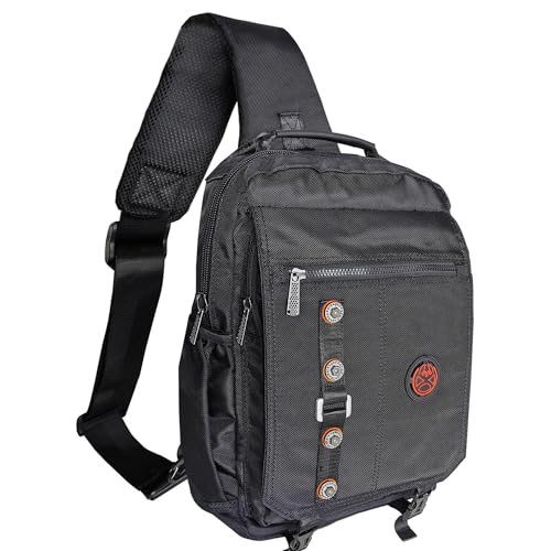 Large Sling Bag Laptop Backpack Cross Body Messenger Bag Shoulder Travel Rucksack (C- Black) - color: C- Black