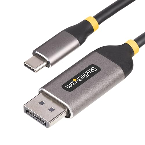 StarTech 10ft USB-C to DP 1.4 Cable, 8K 60Hz, HDR10 (142-USBC-DP-8K-10F) | 4K 144Hz, Active DP Converter, DSC, HBR3, 32.4Gbps, USB4 & Thunderbolt 3/4 Compatible, 3m, Latching DP