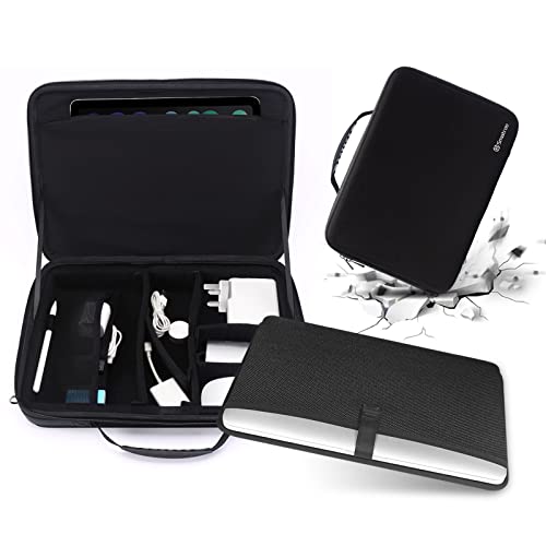 Smatree Hard Laptop Shoulder Bag for 16 inch MacBook Pro M4 2024/M3 2023, 13 inch iPad Pro M5 2025/11 inch iPadPro M5 2025/13 inch iPad Air M3 2025, 15 inch Dell XPS 15 9510 (Fit US/EU/UK Power Plug)