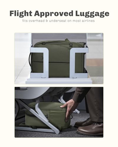 2 in 1 Travel Backpack Set Rolling Backpack with Wheels Carry on Luggage 43L with Personal Item Bag for Men Women 17 inches Laptop Backpack Dark Green - color: Dark Green