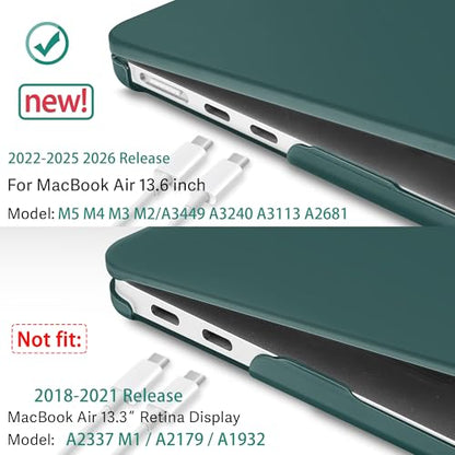 May Chen Case for MacBook Air 13/13.6-inch (M5/M4/M3/M2, 2022-2026 Models A3449 A3240 A3113 A2681), Lightweight | Closes Seamlessly | Ideal for Work Hard Shell Case, Dark Cyan - color: Dark Cyan